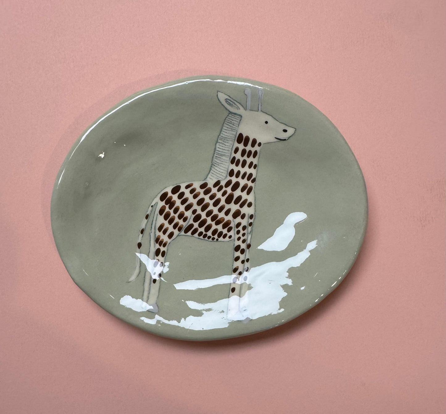 Handmade & Hand-painted by artist Gemma Orkin "SAFARI" dish: Elephant