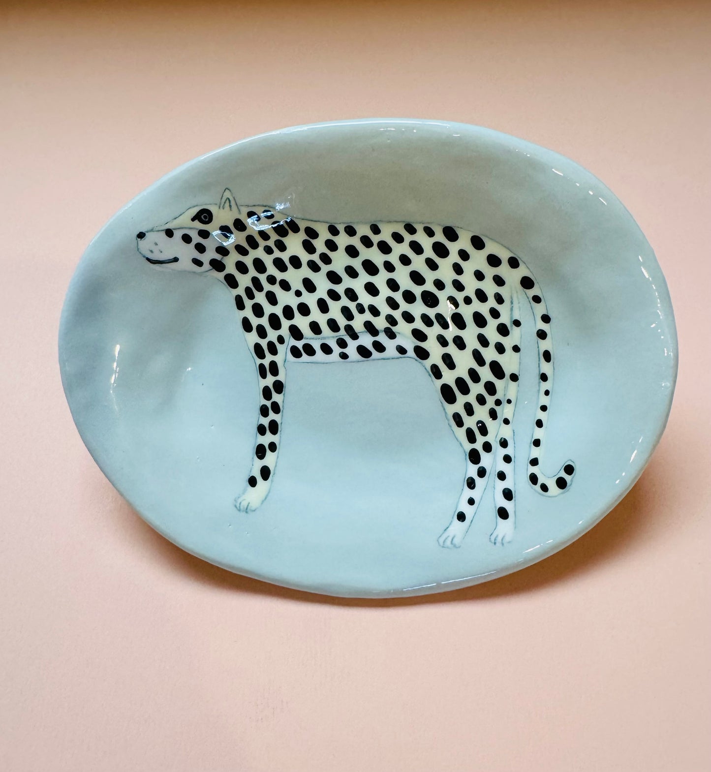 Handmade & Hand-painted by artist Gemma Orkin "SAFARI" dish: Elephant