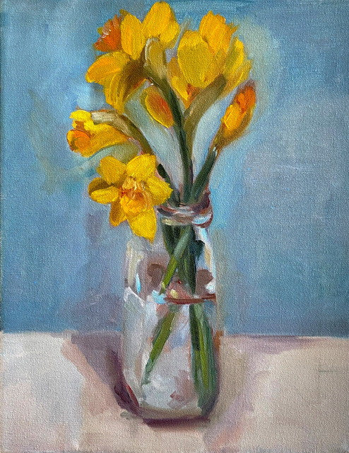 "Daffodils in Glass"