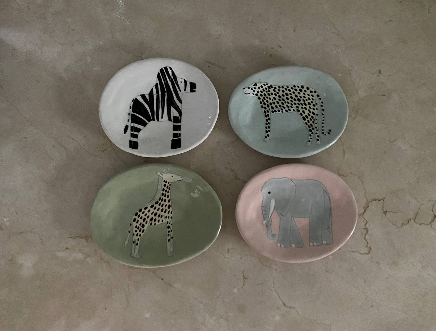 Handmade & Hand-painted by artist Gemma Orkin "SAFARI" dish: Cheetah