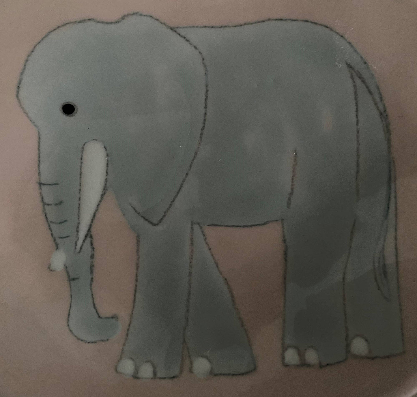 Handmade & Hand-painted by artist Gemma Orkin "SAFARI" dish: Elephant