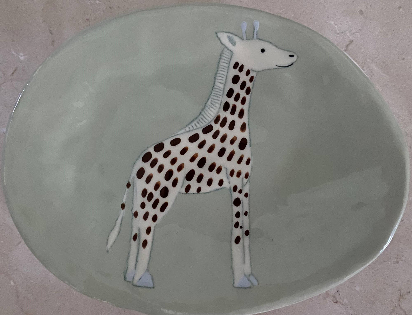 Handmade & Hand-painted by artist Gemma Orkin "SAFARI" dish: Elephant