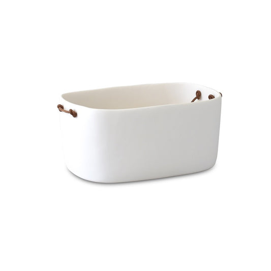 Large Champagne Bucket With Leather Handles (White)