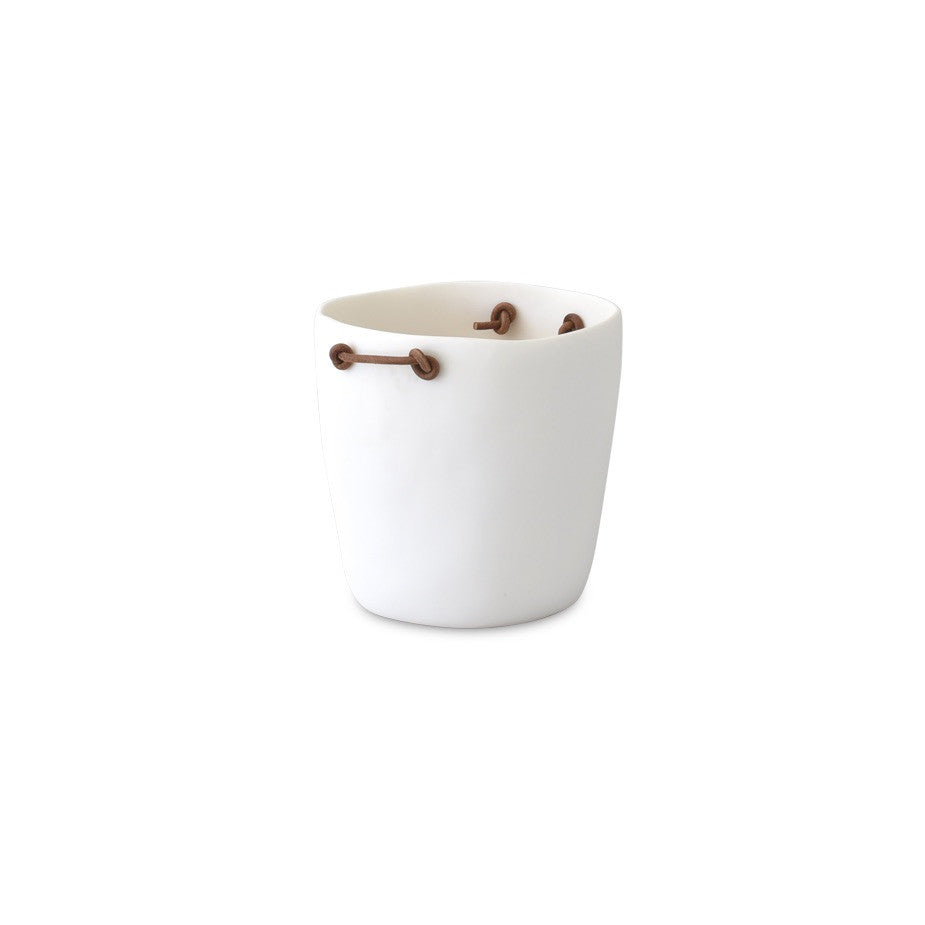 Champagne Bucket With Leather Handles (White)